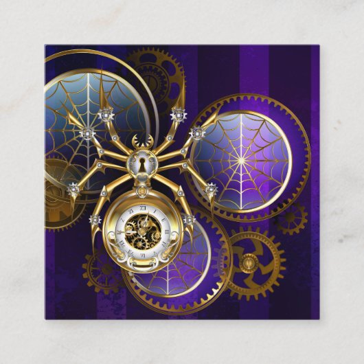 Carte D'accompagnement Spider Steampunk sur Arrière - plan pourpre (Devant)