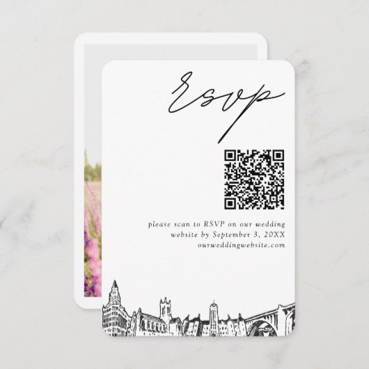 Carte D'accompagnement Spokane Mariage moderne RSVP QR Code (Devant / Derrière)