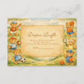 Carte D'accompagnement Sports Teddy Bear Baby Shower Diapper Raffle (Devant)