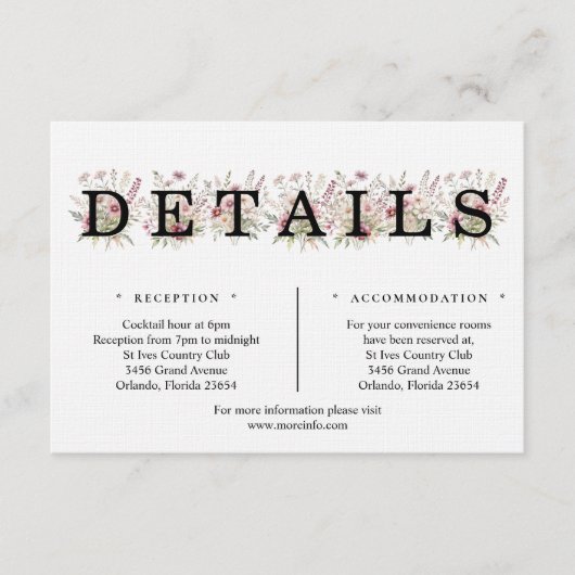 Carte D'accompagnement Spring Floral Details Enclosure Card (Devant)