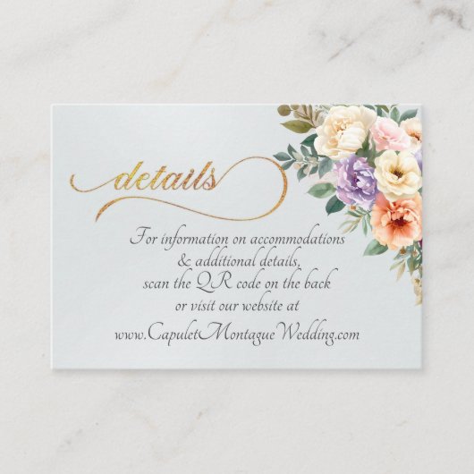Carte D'accompagnement Spring Floral, QR Code - Pearl White (Devant)