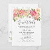 Carte D'accompagnement Spring Peony Flowers Mariage Détails de l'invité (Devant / Derrière)