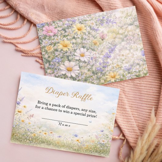 Carte D'accompagnement Spring Wildflower Pastel Floral Diaper Raffle