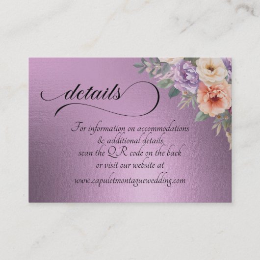 Carte D'accompagnement Spring Wildflowers, QR Code - Lavender (Devant)