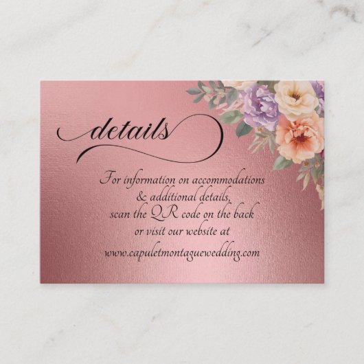 Carte D'accompagnement Spring Wildflowers, QR Code - Rose Gold (Devant)