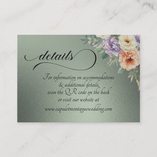 Carte D'accompagnement Spring Wildflowers, QR Code - Sage (Devant)