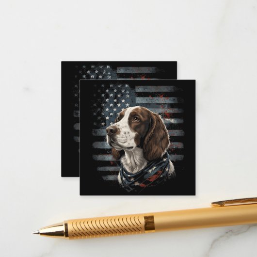 Carte D'accompagnement Springer Spaniel Chien Drapeau Américain (Devant/Arrière en situation)