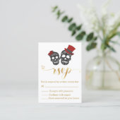 Carte D'accompagnement squelettes d'halloween script or mariage rsvp (Debout devant)