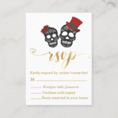 Carte D'accompagnement squelettes d'halloween script or mariage rsvp (Devant)