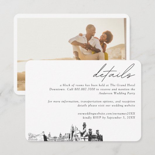 Carte D'accompagnement St Augustine Mariage Hotel Détails du bloc de cham (Devant / Derrière)