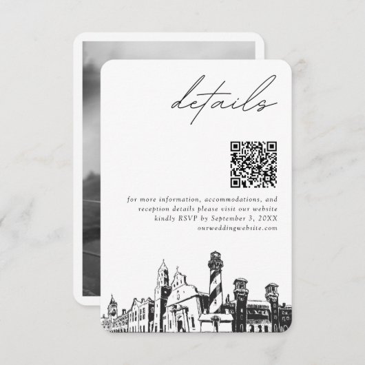 Carte D'accompagnement St Augustine Mariage Moderne Détails QR Code (Devant / Derrière)