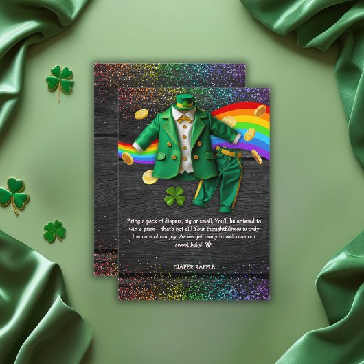 Carte D'accompagnement St. Patrick's Day Gold Rainbow Clover Baby shower