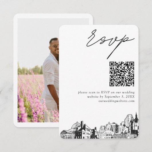 Carte D'accompagnement St Paul Mariage Moderne RSVP QR Code (Devant / Derrière)