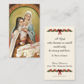 Carte D'accompagnement St. Therese Enfant Jésus Vierge Marie Roses Noël (Devant / Derrière)
