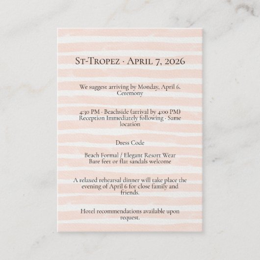 Carte D'accompagnement St. Tropez Destination Wedding (Devant)