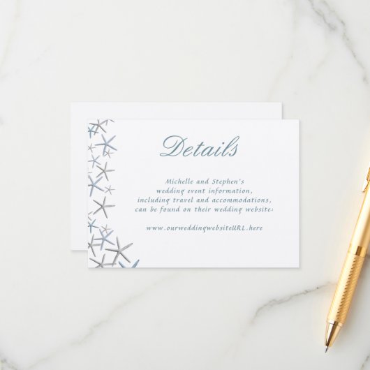 Carte D'accompagnement Starfish Détails du Mariage frontalier (Devant/Arrière en situation)