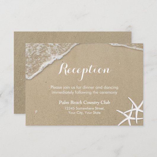 Carte D'accompagnement Starfish Summer Beach Mariage Réception (Devant / Derrière)