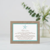 Carte D'accompagnement Starfish Turquoise Burlap Beach Wedding Collection (Debout devant)