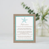 Carte D'accompagnement Starfish Turquoise Burlap Beach Wedding Collection (Debout devant)