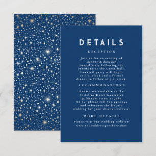 Carte D'accompagnement Starry Night Celestial Blue Gold Détails du Mariag