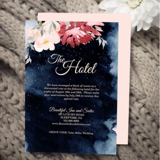 Carte D'accompagnement Starry Night Floral Mariage Hébergement