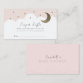 Carte D'accompagnement Stars Lune & Nuages Pink Diaper Raffle Ticket Encl (Devant / Derrière)