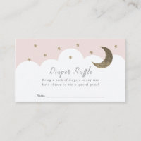 Stars Lune & Nuages Pink Diaper Raffle Ticket Encl