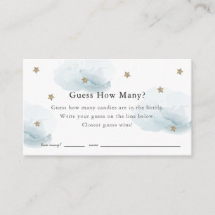 Carte D'accompagnement Stars Nuages Devinez Combien De Baby showers Bleus