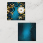 Carte D'accompagnement Steampunk Arrière - plan turquoise avec Gears (Devant / Derrière)