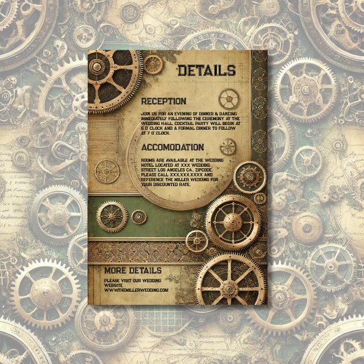 Carte D'accompagnement Steampunk Victorian Gearwork Mariage