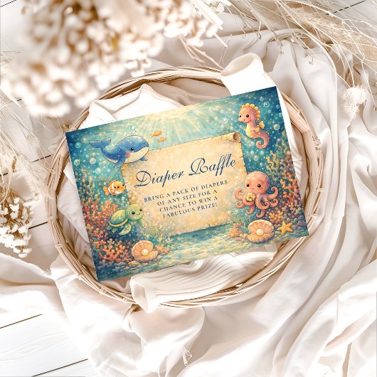 Carte D'accompagnement Storybook Ocean Friends Diapper Raffle