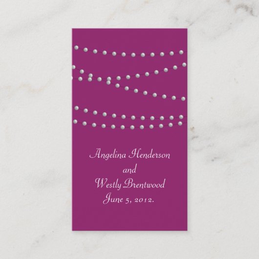 Carte D'accompagnement Strands de perles sur Magenta Mariage Website Card (Devant)