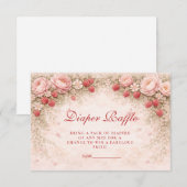 Carte D'accompagnement Strawberry Blush Floral Diapper Raffle (Devant / Derrière)