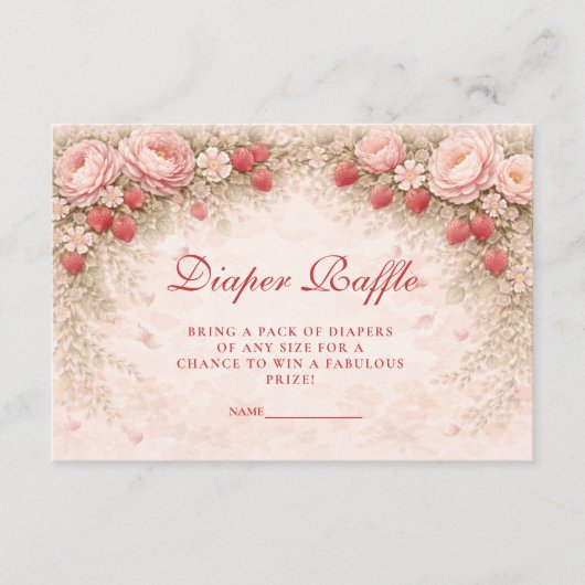 Carte D'accompagnement Strawberry Blush Floral Diapper Raffle (Devant)