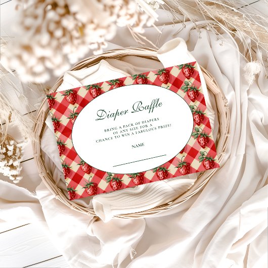 Carte D'accompagnement Strawberry Gingham Cottage Diapper Raffle