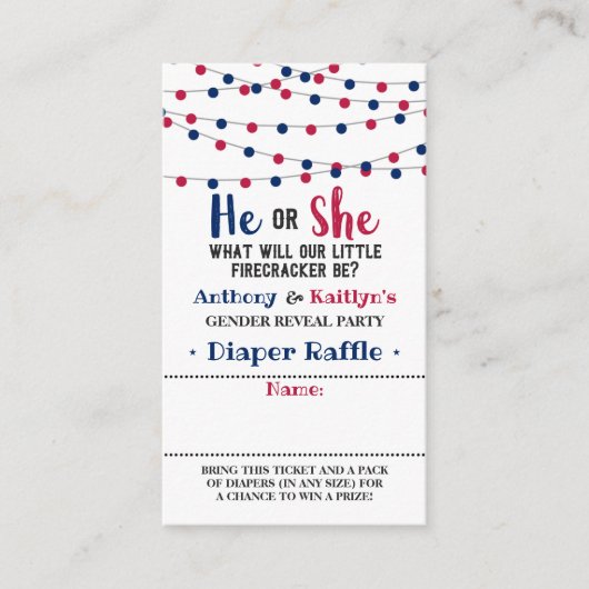 Carte D'accompagnement String Lights 4 juillet Gender Revevela Party (Devant)