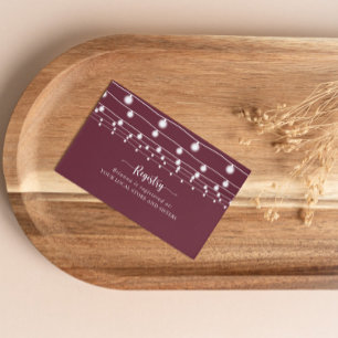Carte D'accompagnement String Lights Burgundy Mariage Cadeau Registre