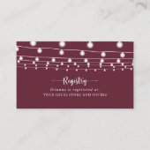 Carte D'accompagnement String Lights Burgundy Mariage Cadeau Registre (Devant)
