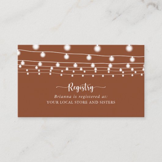 Carte D'accompagnement String Lights Terracotta Mariage Cadeau Registre (Devant)