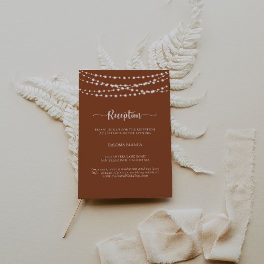 Carte D'accompagnement String Lights Terracotta Mariage Réception