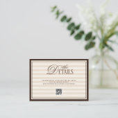 Carte D'accompagnement Striped Old Money Wedding QR code Details (Debout devant)