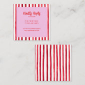 Carte D'accompagnement Striped Pink & Red Handwriting Wedding (Devant / Derrière)
