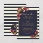 Carte D'accompagnement Stripes de la marine rose et informations sur les  (Devant / Derrière)