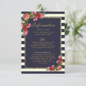 Carte D'accompagnement Stripes de la marine rose et informations sur les  (Debout devant)