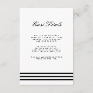 Carte D'accompagnement Stripes Sophistiquées Noir Mariage Détails de l'in