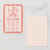 Carte D'accompagnement Stroller Scalloped Pink Baby Shower Diaper Raffle (Devant / Derrière)