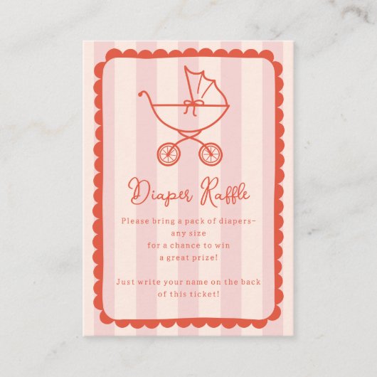 Carte D'accompagnement Stroller Scalloped Pink Baby Shower Diaper Raffle (Devant)