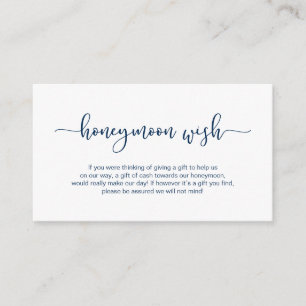 Carte D'accompagnement Style bleu marine moderne, lune de miel Mariage