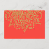 Carte D'accompagnement Style indien Orange or couleur Mariage moderne (Dos)
