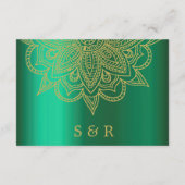 Carte D'accompagnement Style indien Vert or couleur moderne Mariage chic (Dos)